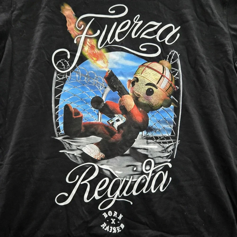 Born X Raised Men Shirt XL‎ Black Graphic Fuerza Regida Otra Peda Tour